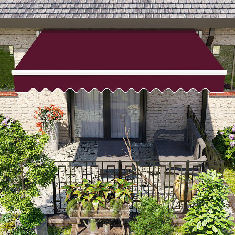 Dakota Fields Fabric Cover Retractable Patio Awning, Wine Red, 250cm W x 200cm D