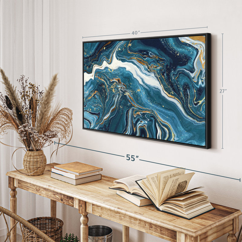 Abstract " Abstract Blue Marble Canvas Print ", 27" H x 40" W