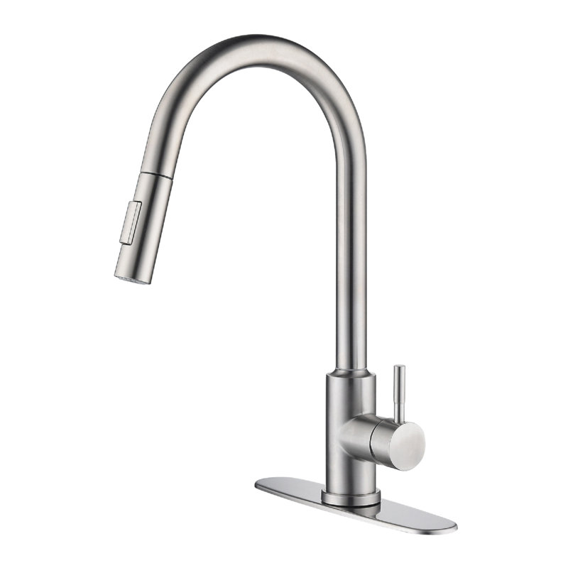 Robinet de cuisine tactile avec douchette extractible, Nickel brossé