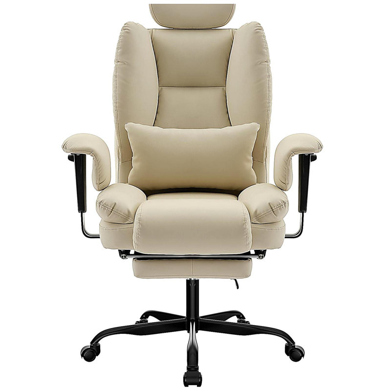 Office Chair PU Leather Computer Chair with Lumbar Support and High Backrest, Ergonomic Desk Chair with Liftable Headrest