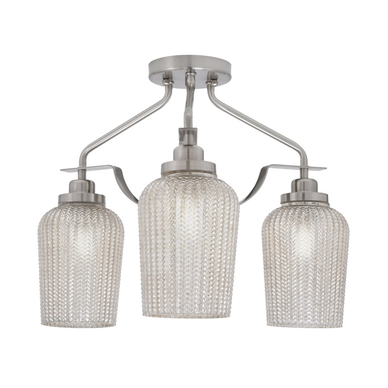 Plafonnier semi-encastré 3 lumières Odyssey, Nickel brossé
