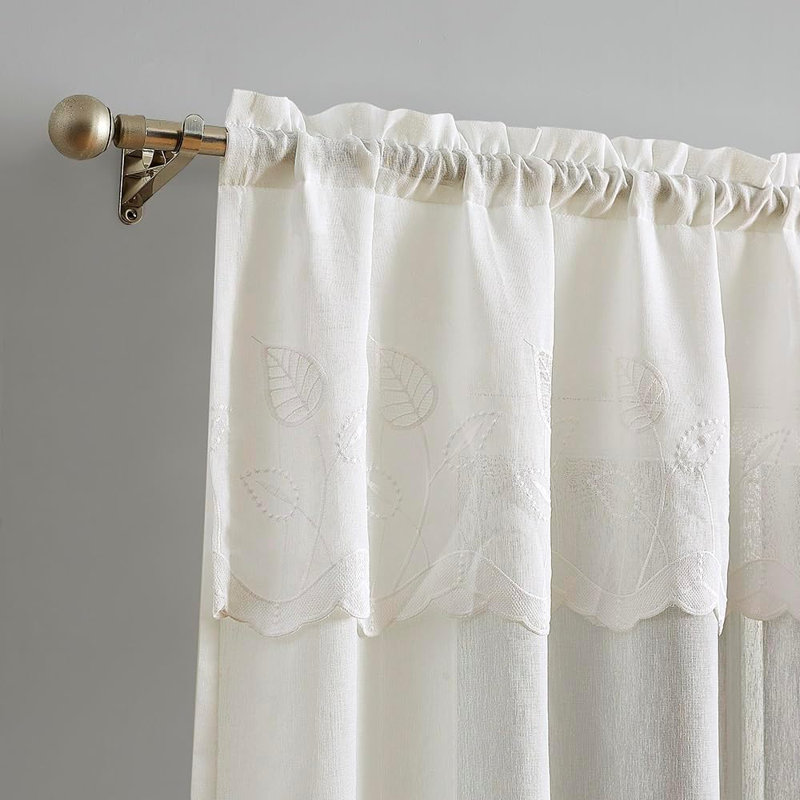 Hemlata Polyester Blend Semi Sheer Curtain Pair, Cream, 54" W x 84" L