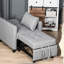 Lounger Sleeper Bed - High-rise Arms, Washable Cover, Grey Multi-functional Chair, 4 For Easy Movement, Adjustable Back