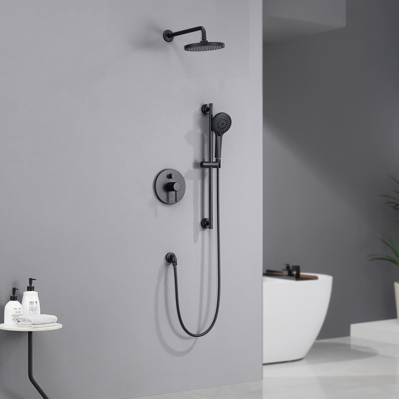 Single-Handle 3-Spray 24 in. Wall Bar Shower Faucet Kit with Hand Shower, Matte Black