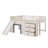 Full Size Low Loft Bed With Slide,Drawers And Doors