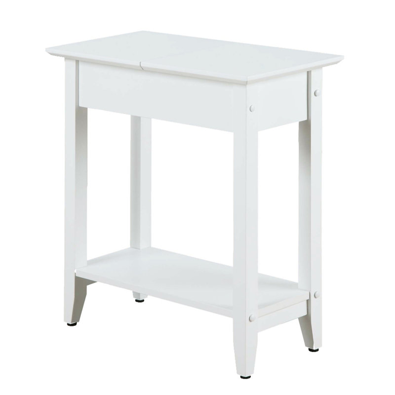 Carbin 24" Tall Flip Top End Table, White
