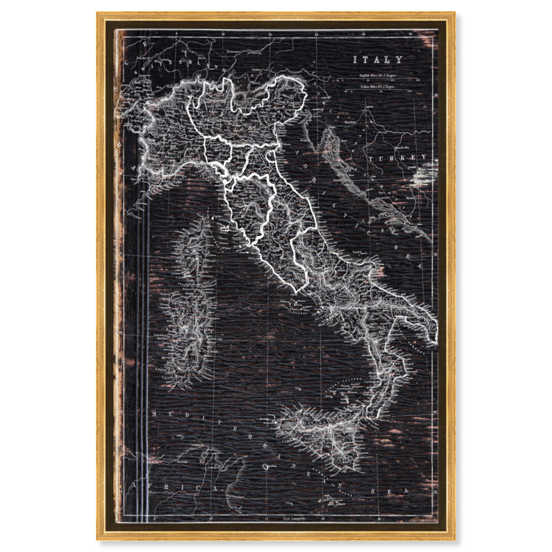 « map of italie 1873 », impression sur toile, H 24 po x l 36 po, Cadre doré