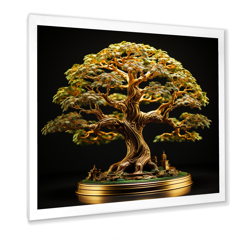 " Bonsai Tree Tranquility Expression ", White Single Picture Framed, 30" H x 30" W x 1" D