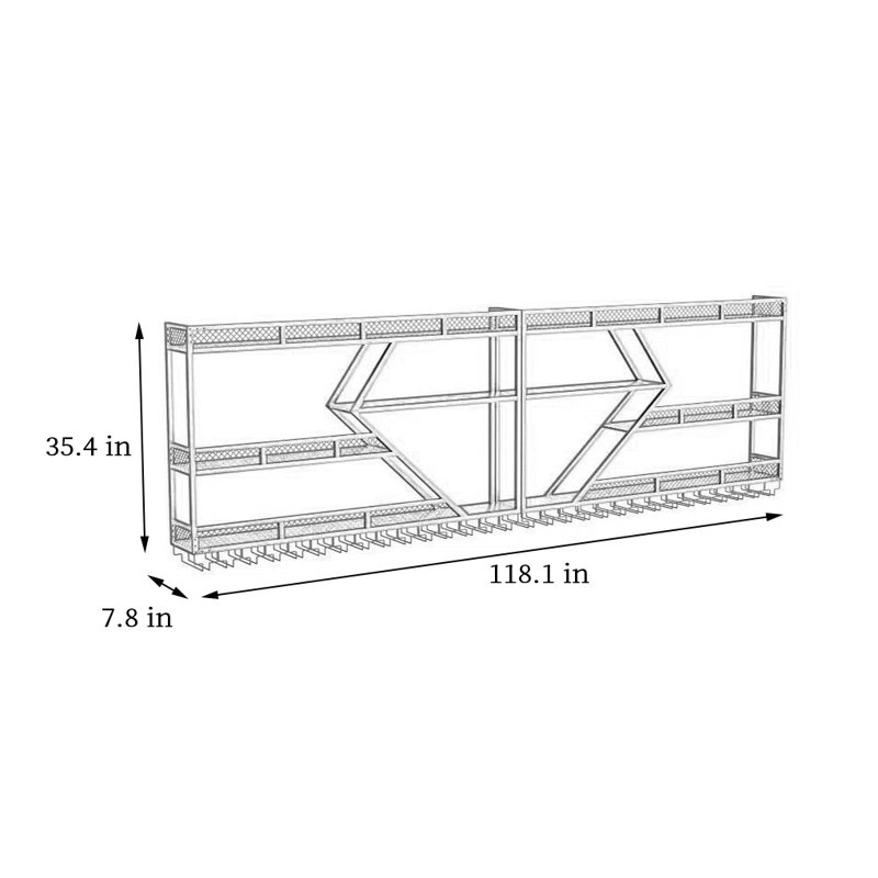 Saites, Doré, H 35,4 po x l 118,1 po x P 7,8 po