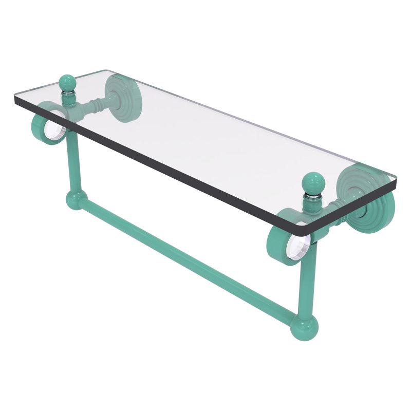 Pacific Grove Floating Shelf with Towel Bar, 6.4" H x 16" W x 5.125" D, Spanish Gold