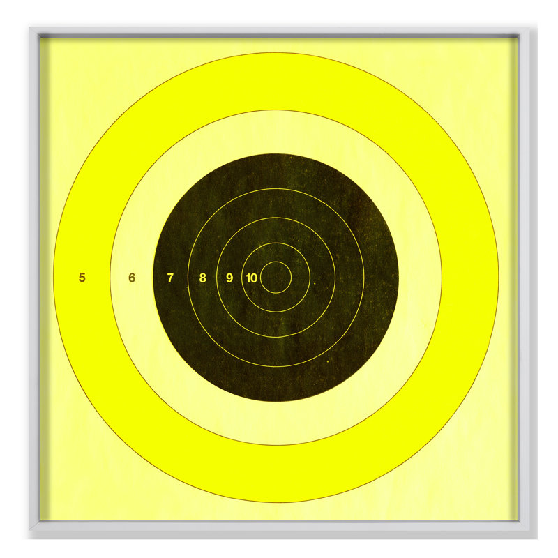 «Cible jaune noir V2» par Chris Dunker - cadre flottant sur toile, H 18 po x l 18 po