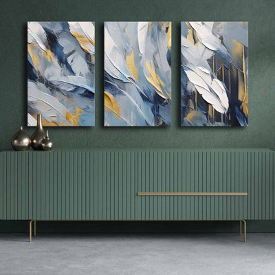 Stunning Decorative Canvas Painting Set (3 Pieces), 100% Canvas, Total Size: 57.1 x 27.6 inches | 100% Pine Wood Frame, Thickness: 0.1 inches | Perfect for Living Room & Bedroom Decor, Vibrant Colors and Elegant Design