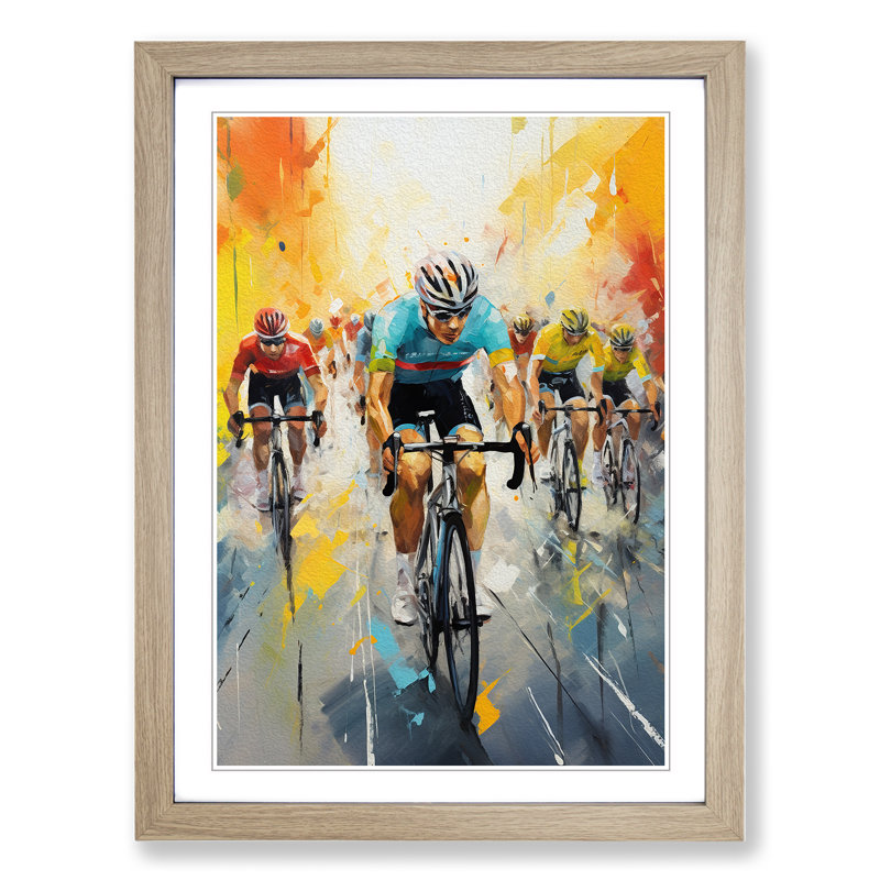 Tour de France Art Informel Art - Framed Print, Oak Framed, 64cm H x 46cm W