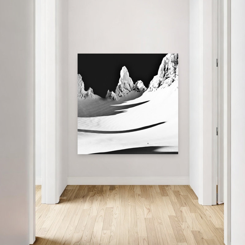 «Snowy Mountain Solitude», impression abstraite minimaliste paysage mural montagne, H 48 po x l 48 po