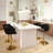 20.5" W Adjustable Height Swivel Velvet Bar Stool with Metal Base (Set of 4)-2054833458