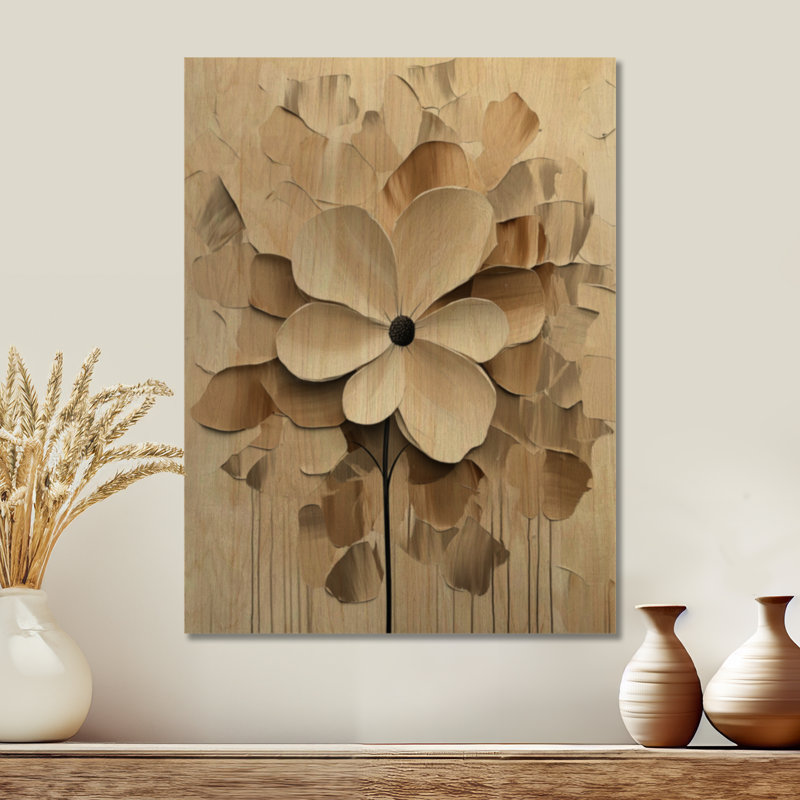 Décoration murale florale Soft Ivory Blossom, imprimée sur bois, H 24 po x l 18 po, Rectangulaire