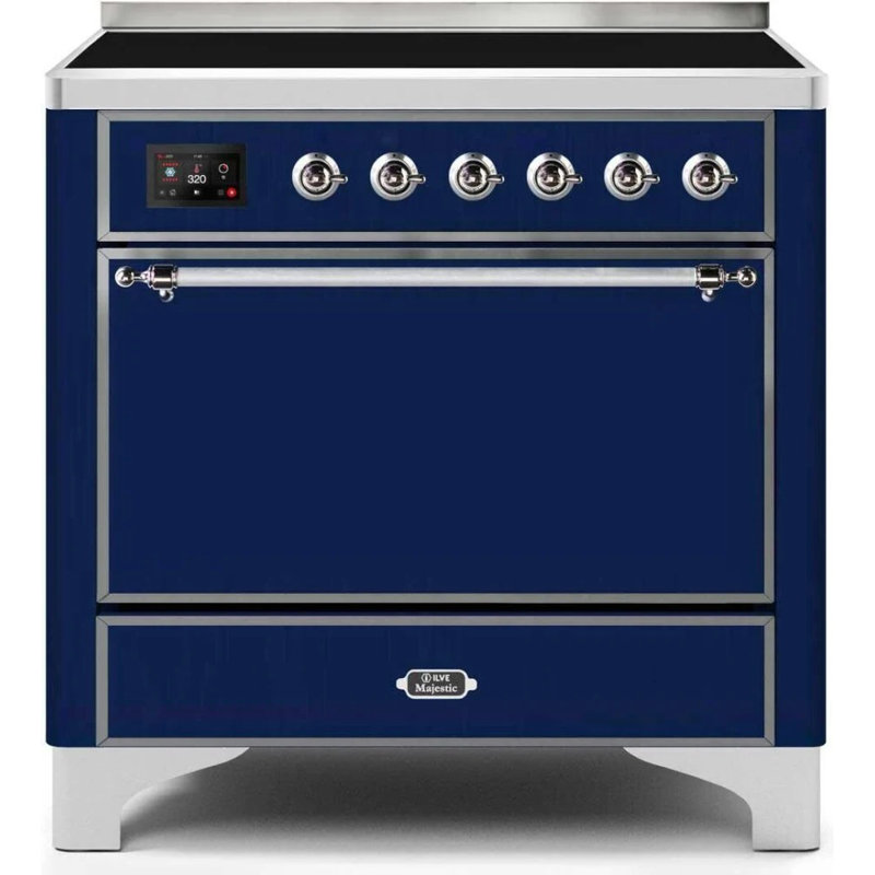 Majestic Ii 36 Inch Freestanding Induction Range, Midnight Blue/Chrome