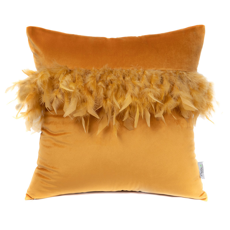 Coussin décoratif en plumes, H 18 po x l 18 po, Orange, Pillow Cover & Insert