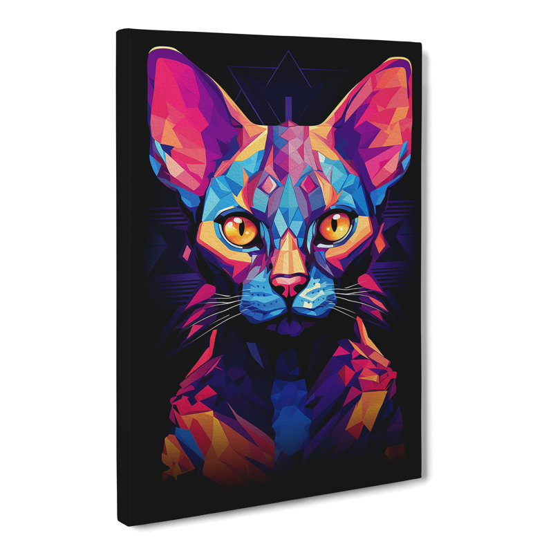 Sphynx Cat Geometric - Wrapped Canvas Print, 50cm H x 35cm W x 3cm D