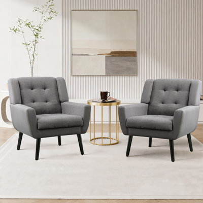 Tufted Upholstered Wide Back Armchair（Set of 2）
