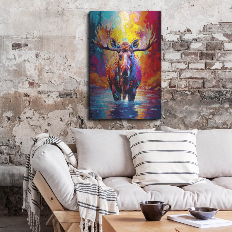  «The River Moose» par Dean Russo, art mural en métal, 24 po x 36 po, H 36 po x l 24 po