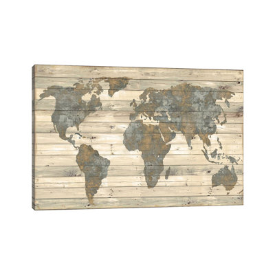 « Carte du monde sur bois » par Jamie MacDowell, reproduction d’art