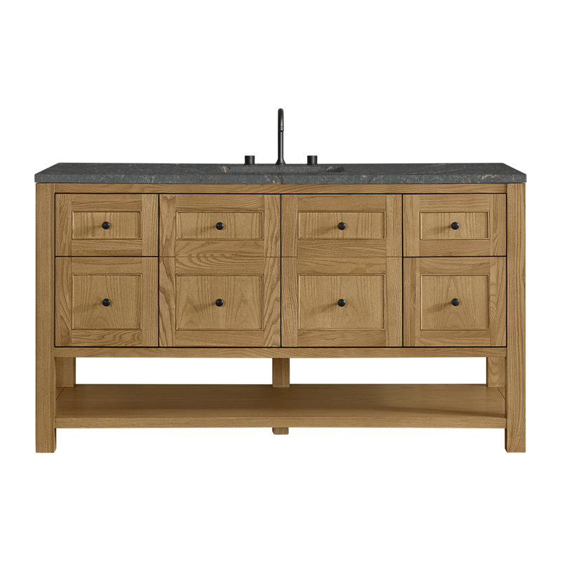 Breckenridge 60'' W Single Vanity, Light Natural Oak, Parisien Bleu, Widespread