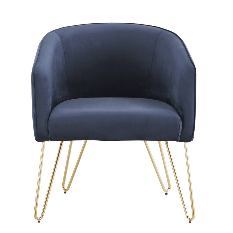 Fauteuil demi-tonneau en velours de 26,5 po Grimsley, Velours bleu marine