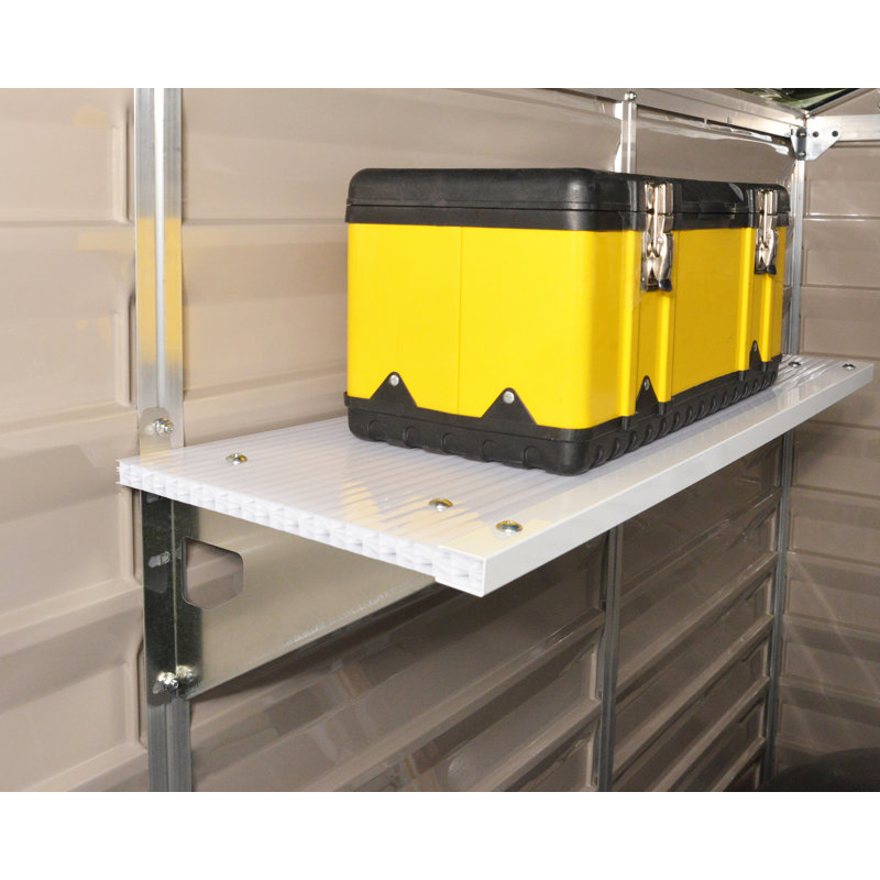 White Steel and Plastic Shed Storage Shelf Kit
