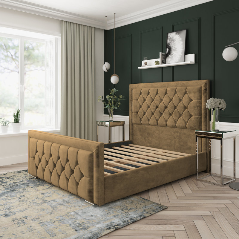 Upholstered Bed, Double (4'6), Mink