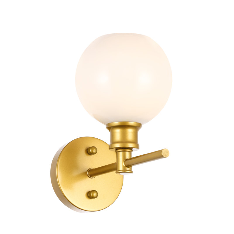Drinkard Dimmable Bath Sconce, Frosted White, Brass