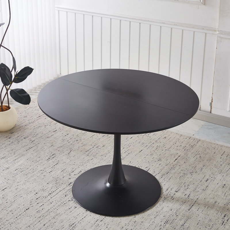 Table de salle à manger ou basse Mid-Century polyvalente avec base en métal stable et plateau en panneau de fibres à densité moyenne pour 4 à 6 personnes