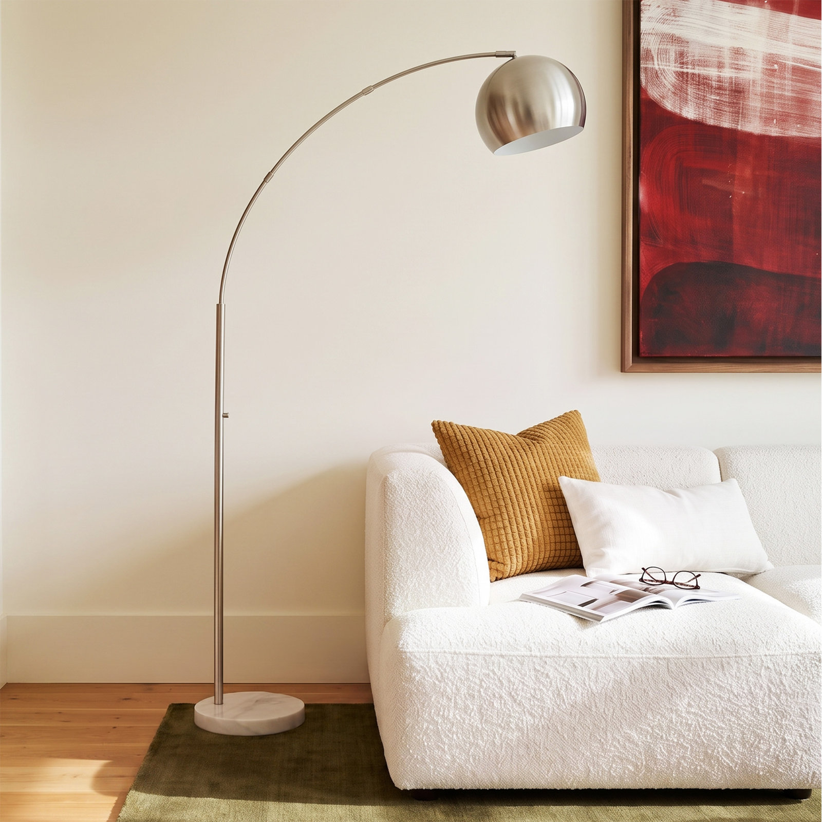 Georgia 78'' Dimmable Floor Lamp, Antique Brass