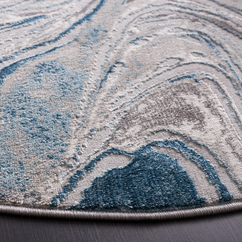 Meadow 500 Performance Abstract Rug, Round 6'7"