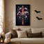 Crâne métallique craquelé avec épée brillante et art mural d'Halloween sur toile-2108440183