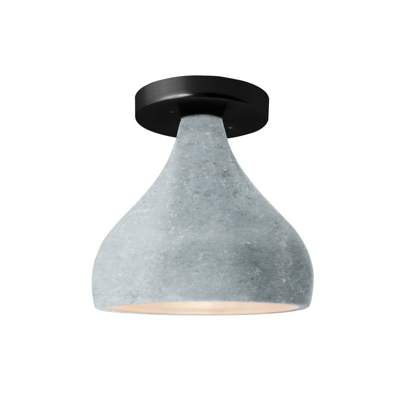 Amezcua Radiance - Droplet Semi-Flush - Concrete, 8.25" H x 8.50" W x 8.50" D, Matte Black, Incandescent