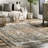 Aagna Distressed Medallion Power Loom Performance Brown/Gray/Ivory Rug-1529334005