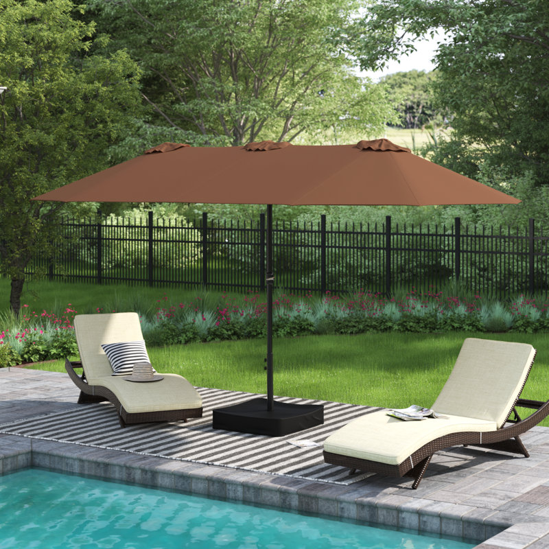 Ayram 457.2cm X 274.3cm Rectangular Market Parasol, Orange Brown