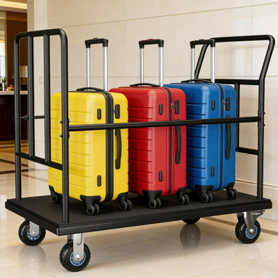 Hotel Luggage Cart, 850Lbs Heavy-Duty Bellman Trolley with 5" Wheels for Hotels, Airports, Resorts
