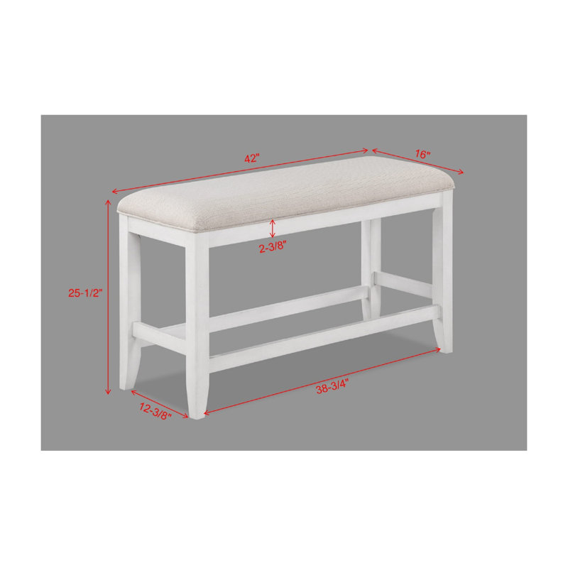 Banc de salle à manger à hauteur de comptoir 1 pièce, Beige, Blanc