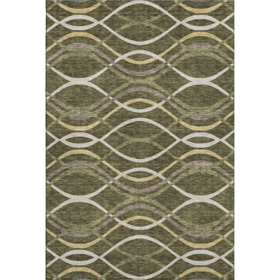 Premium Machine Washable Prisco Olive Rug