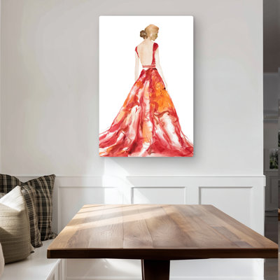 Red Prom Dress – Beige Woman Metal Print for Home Decor