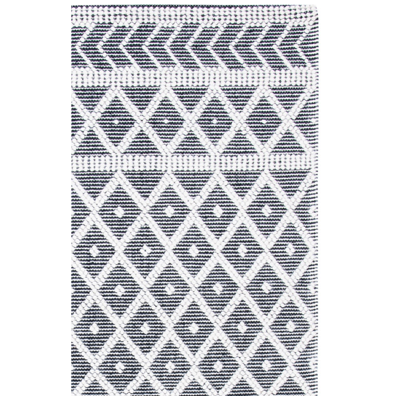 Ashdown Natura Hand Woven Wool Cotton Geometric Rug in Ivory/Black, Rectangle 4' x 6'