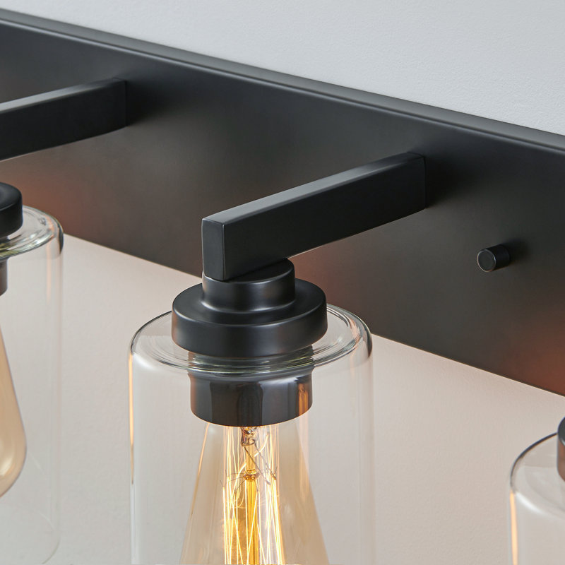 Éclairage de meuble-lavabo transitionnel à intensité variable, Noir mat, 3 lumières, 20,5 po de largeur