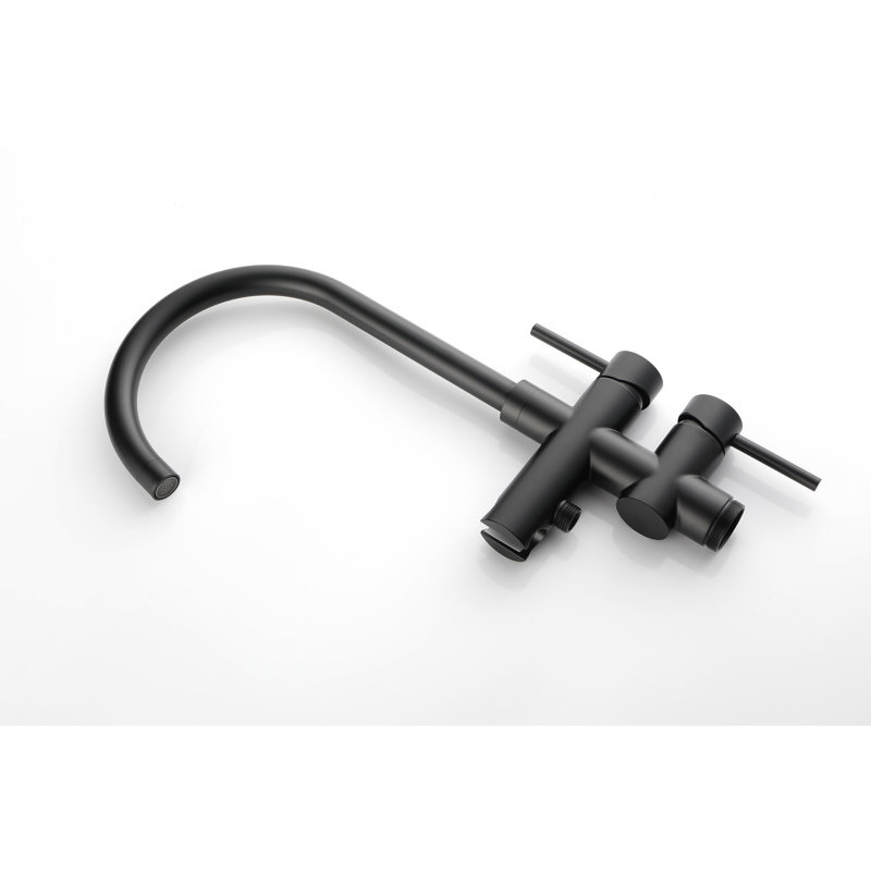 Tub Filler Faucet With Smooth Flow And Swivel Spout - Matte Black Rust- Construction Handheld Shower Stainless Steel