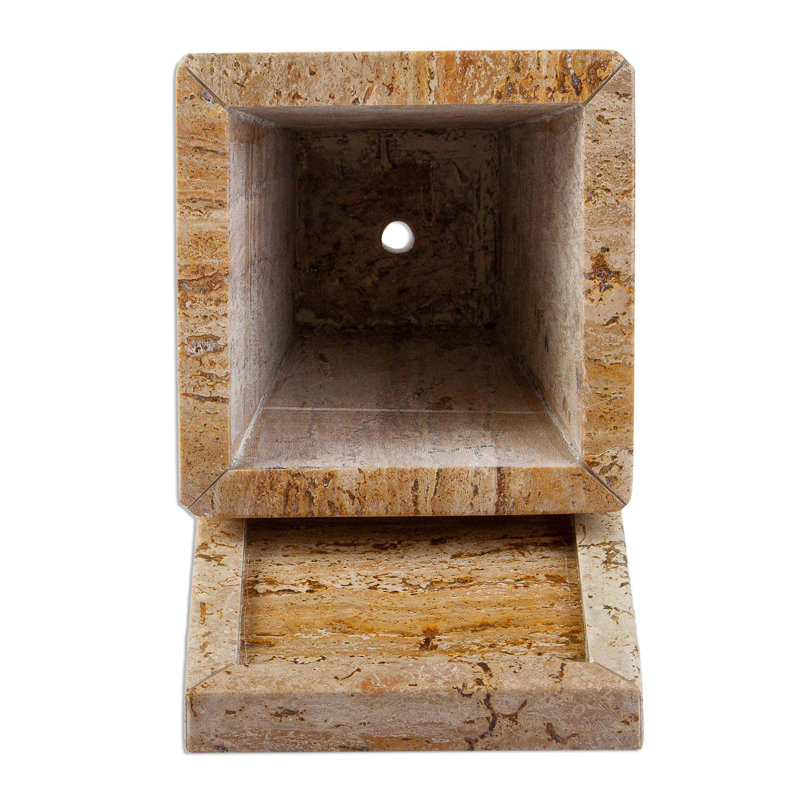 Pot de fleurs en marbre Jelon, Brun, H 6 po x l 4,7 po x P 4,7 po