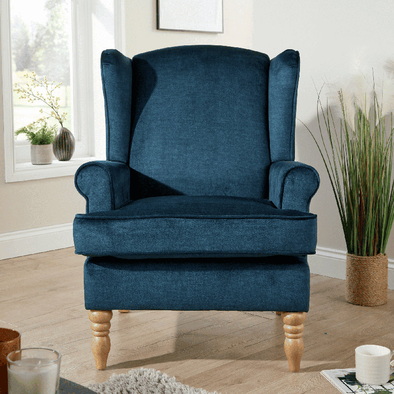 Helena Wingback Chair, Blue