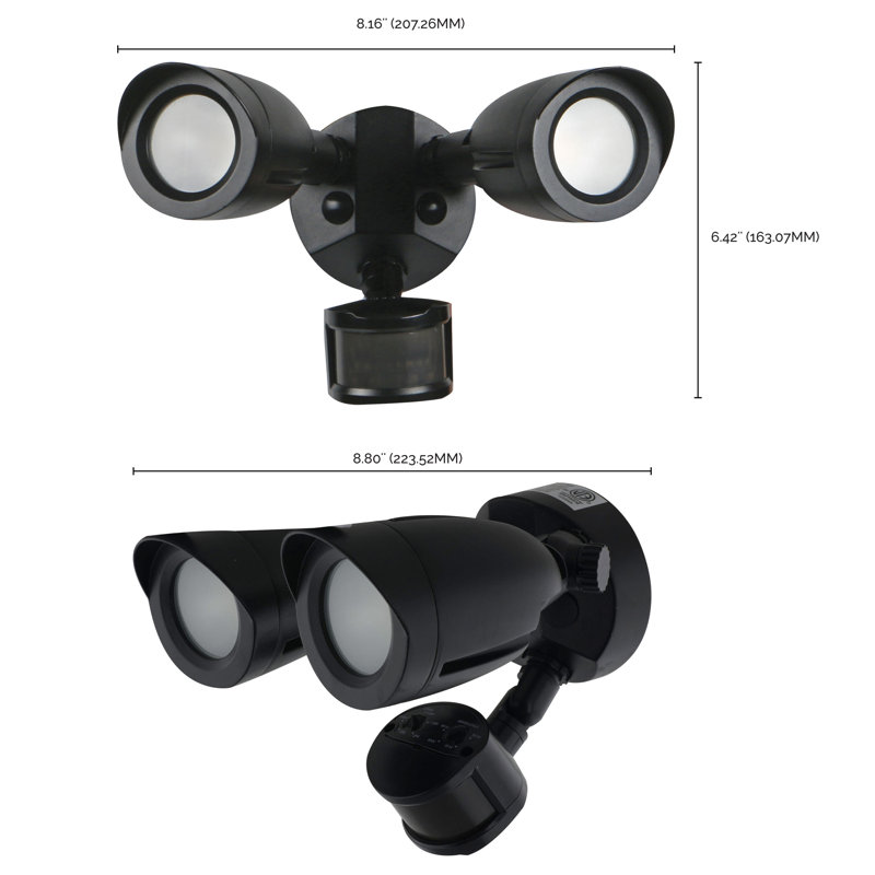 Black Dual Head LED Outdoor Security Flood Light with Motion Sensor