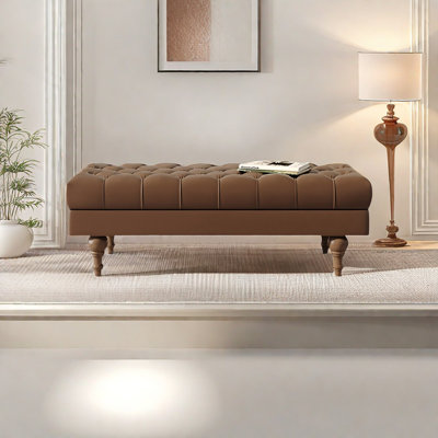 Leather Match Upholstered Bench