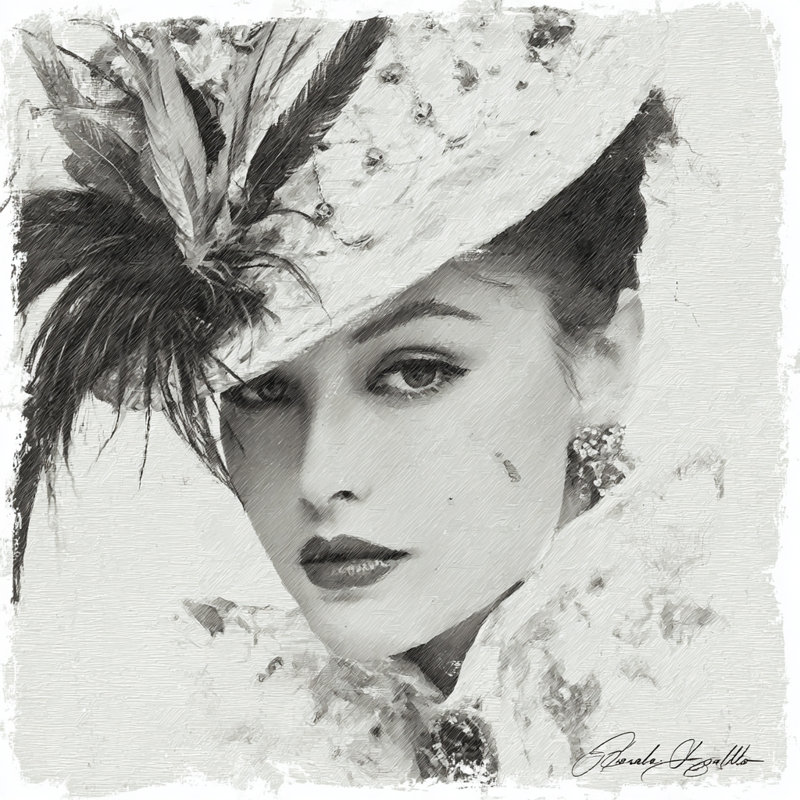 «Classic Elegance in Feathers», art mural sur toile tendue, H 40 po x l 40 po